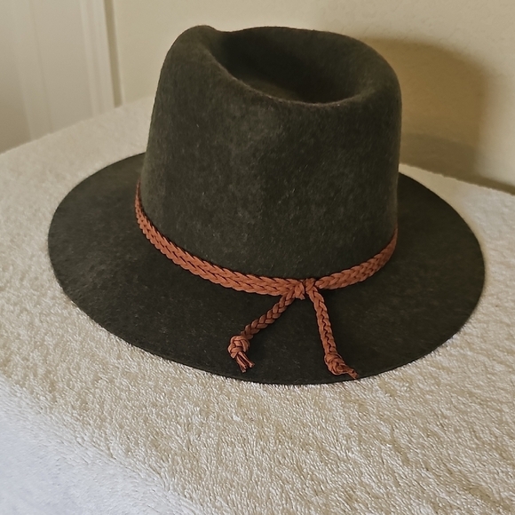NWT Treasure & Bond Double -Braid Wool Felt Fedora Adjustable Hat Olive - Picture 15 of 16